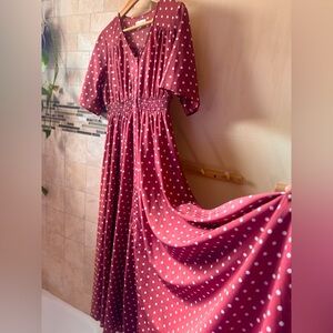 Wren & Ivory | Polka Dot Circle Skirt Maxi dress